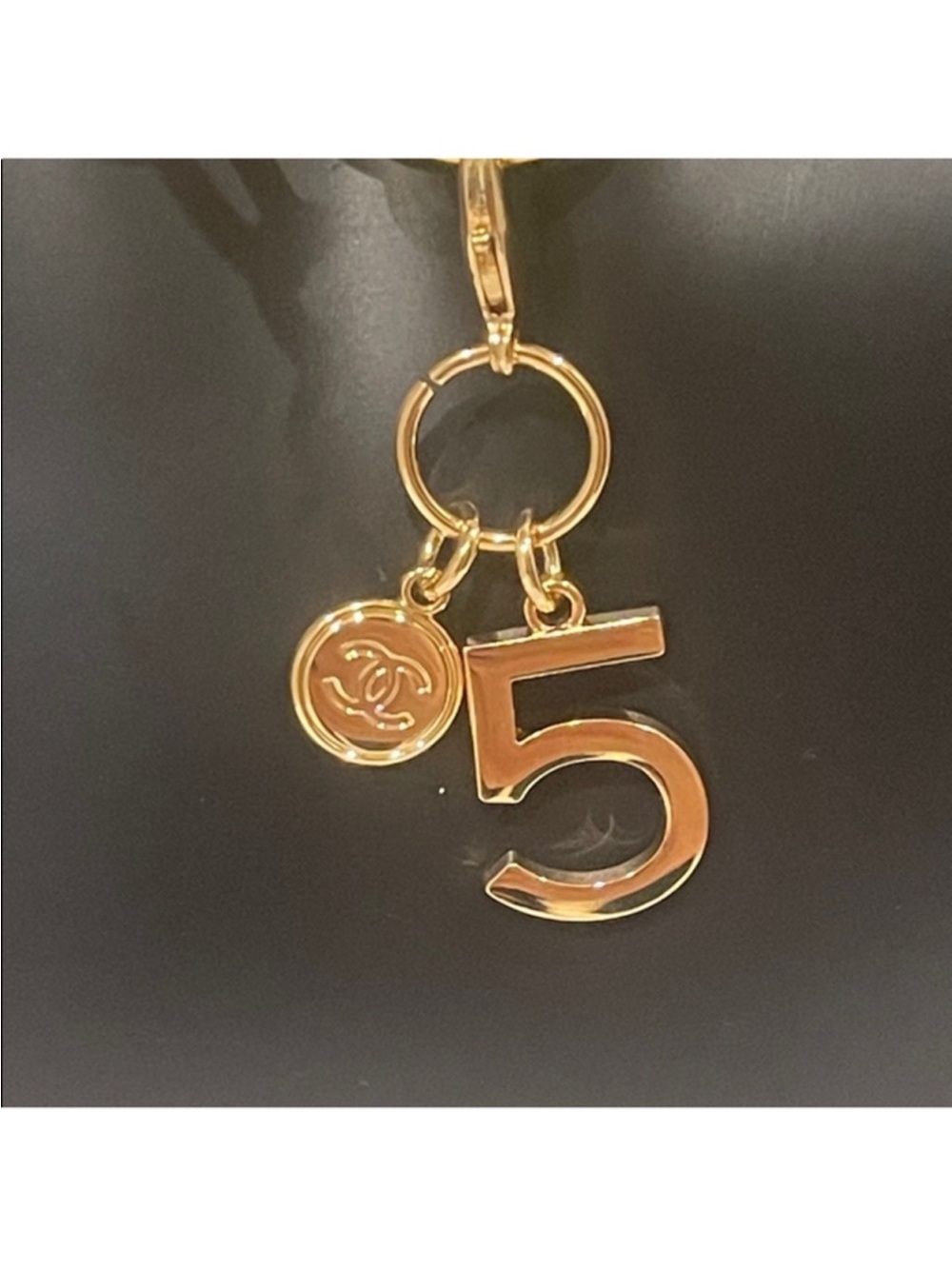 Gold Tone Chunky Chain Necklace with Chanel Number 5 Charm - Picture 4 of 12